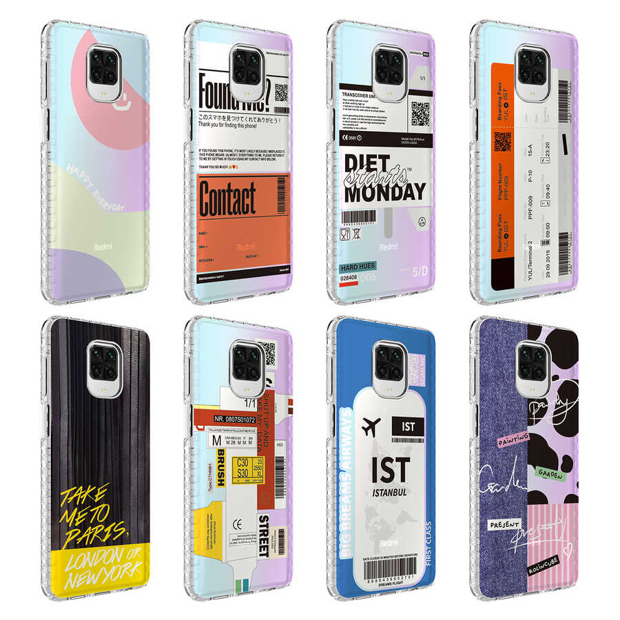 Xiaomi Redmi Note 9 Pro Kılıf Airbag Kenarlı Renkli Desenli Silikon Zore Elegans Kapak NO4