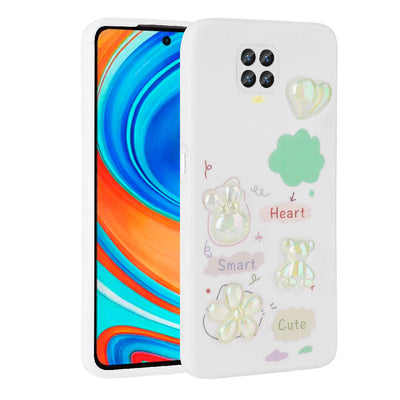 Xiaomi Redmi Note 9 Pro Kılıf Kabartma Figürlü Parlak Zore Toys Silikon Kapak Mor