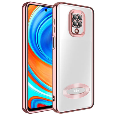 Xiaomi Redmi Note 9 Pro Kılıf Kamera Korumalı Logo Gösteren Zore Omega Kapak Rose Gold