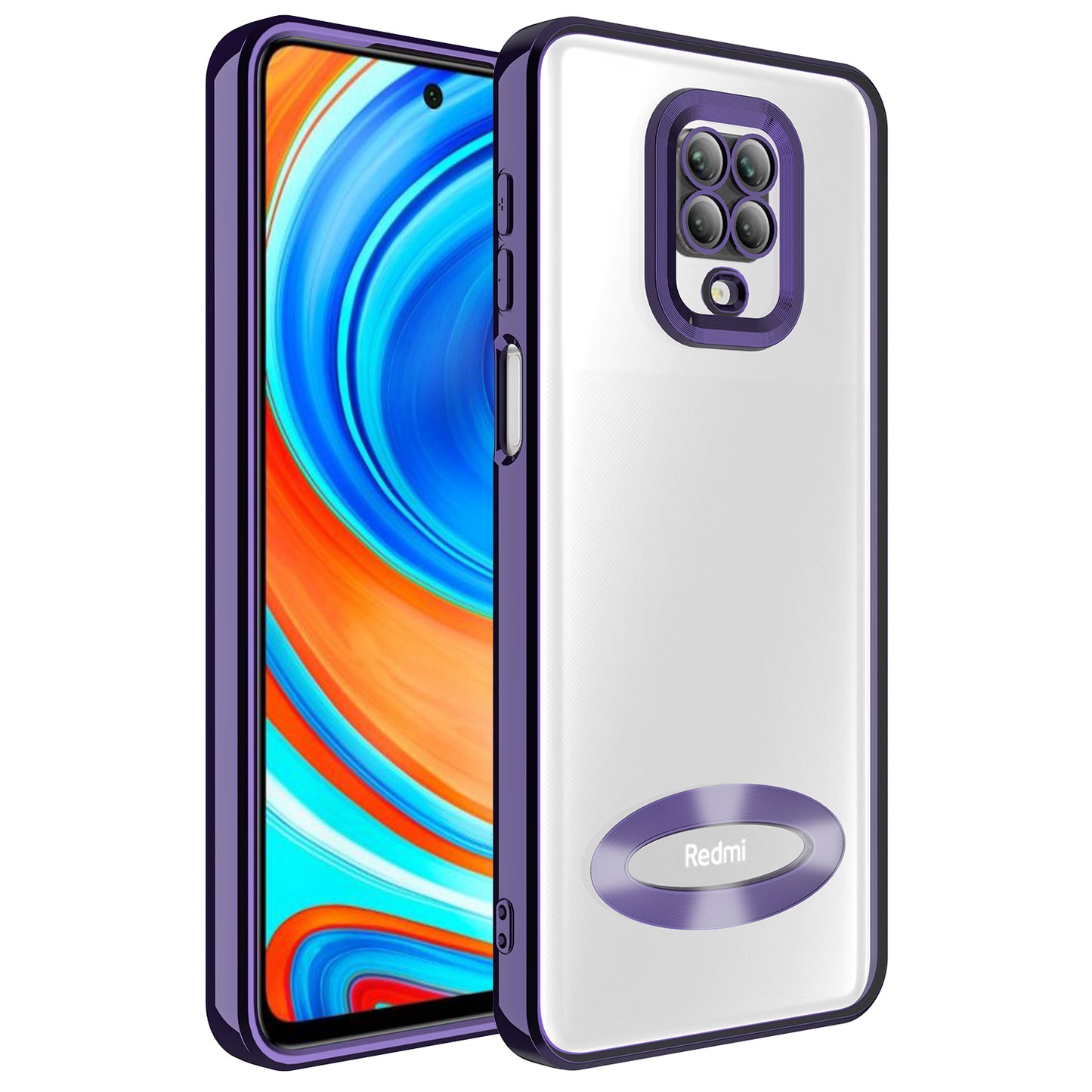 Xiaomi Redmi Note 9 Pro Kılıf Kamera Korumalı Logo Gösteren Zore Omega Kapak Derin Mor