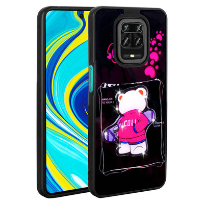 Xiaomi Redmi Note 9 Pro Kılıf Parlayan Kabartmalı İkonik Figürlü Zore Amas Silikon Kapak Siyah