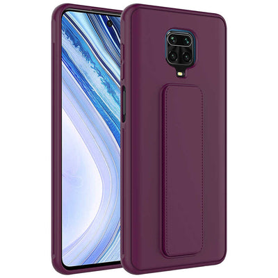 Xiaomi Redmi Note 9 Pro Kılıf Zore Qstand Kapak Mürdüm