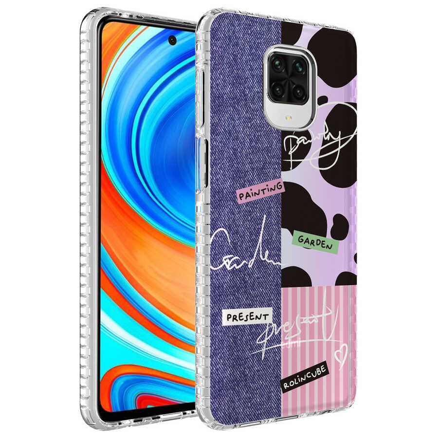 Xiaomi Redmi Note 9S Kılıf Airbag Kenarlı Renkli Desenli Silikon Zore Elegans Kapak NO8