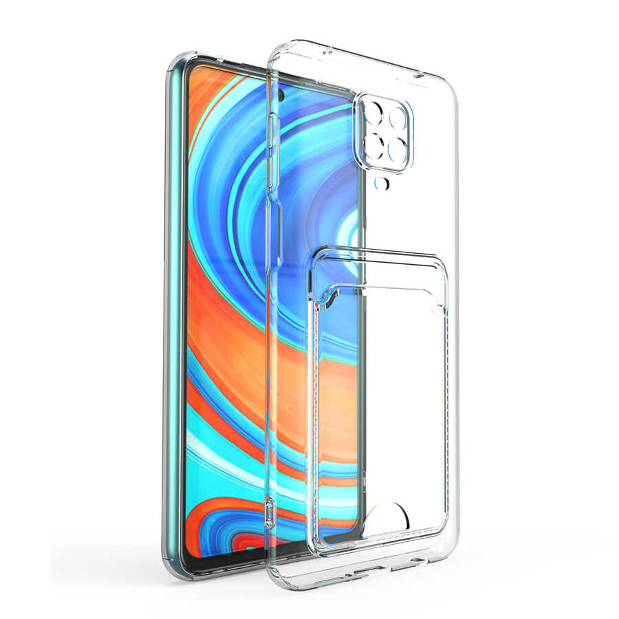 Xiaomi Redmi Note 9S Kılıf Kartlıklı Şeffaf Zore Setra Clear Silikon Kapak Renksiz