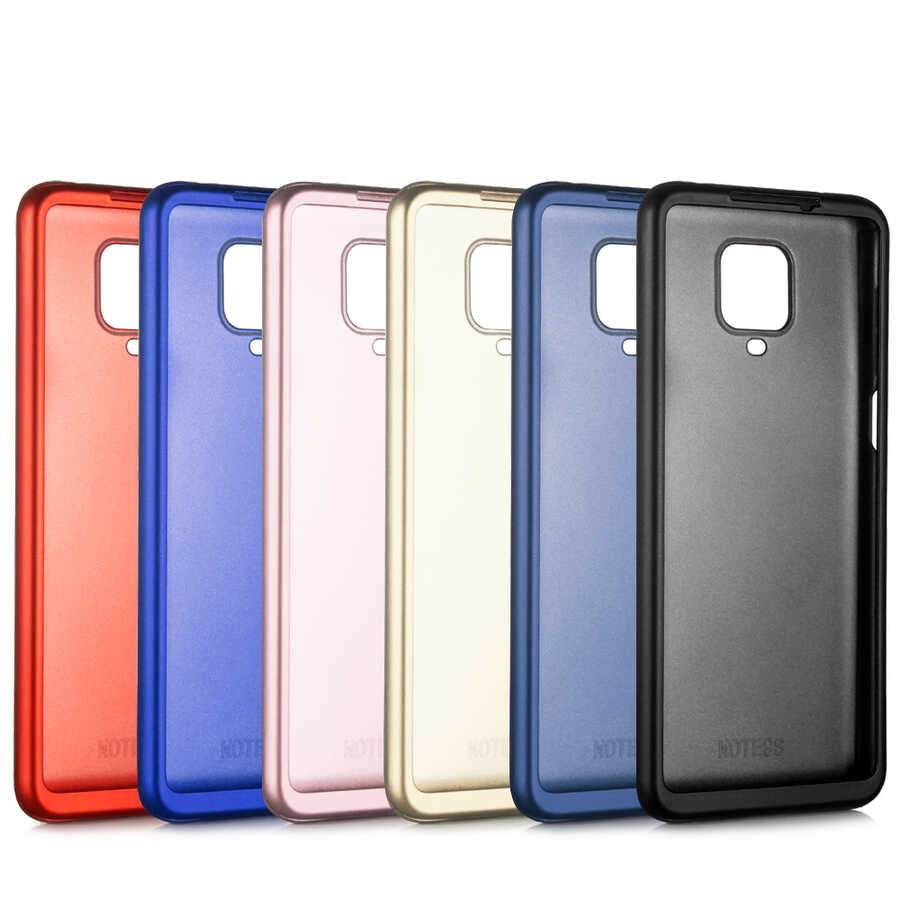 Xiaomi Redmi Note 9S Kılıf Zore 360 3 Parçalı Rubber Kapak Kırmızı