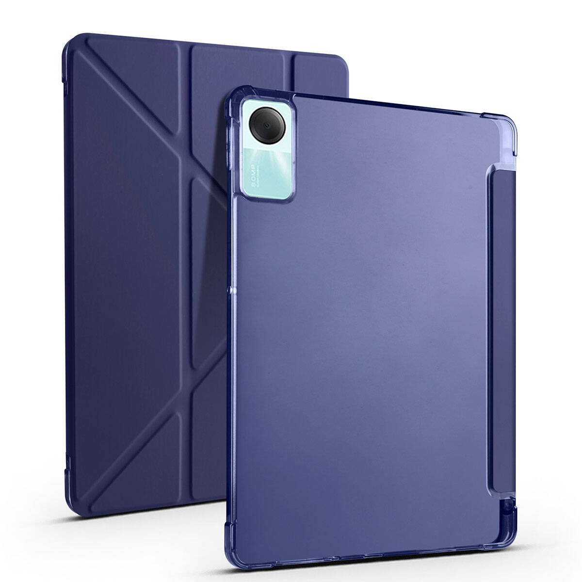 Xiaomi Redmi Pad SE Kılıf Zore Tri Folding Kalem Bölmeli Standlı Kılıf Mavi