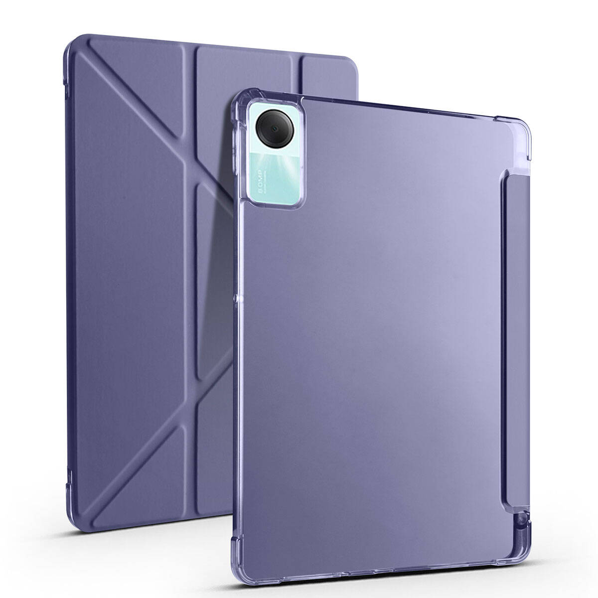 Xiaomi Redmi Pad SE Kılıf Zore Tri Folding Kalem Bölmeli Standlı Kılıf Mavi