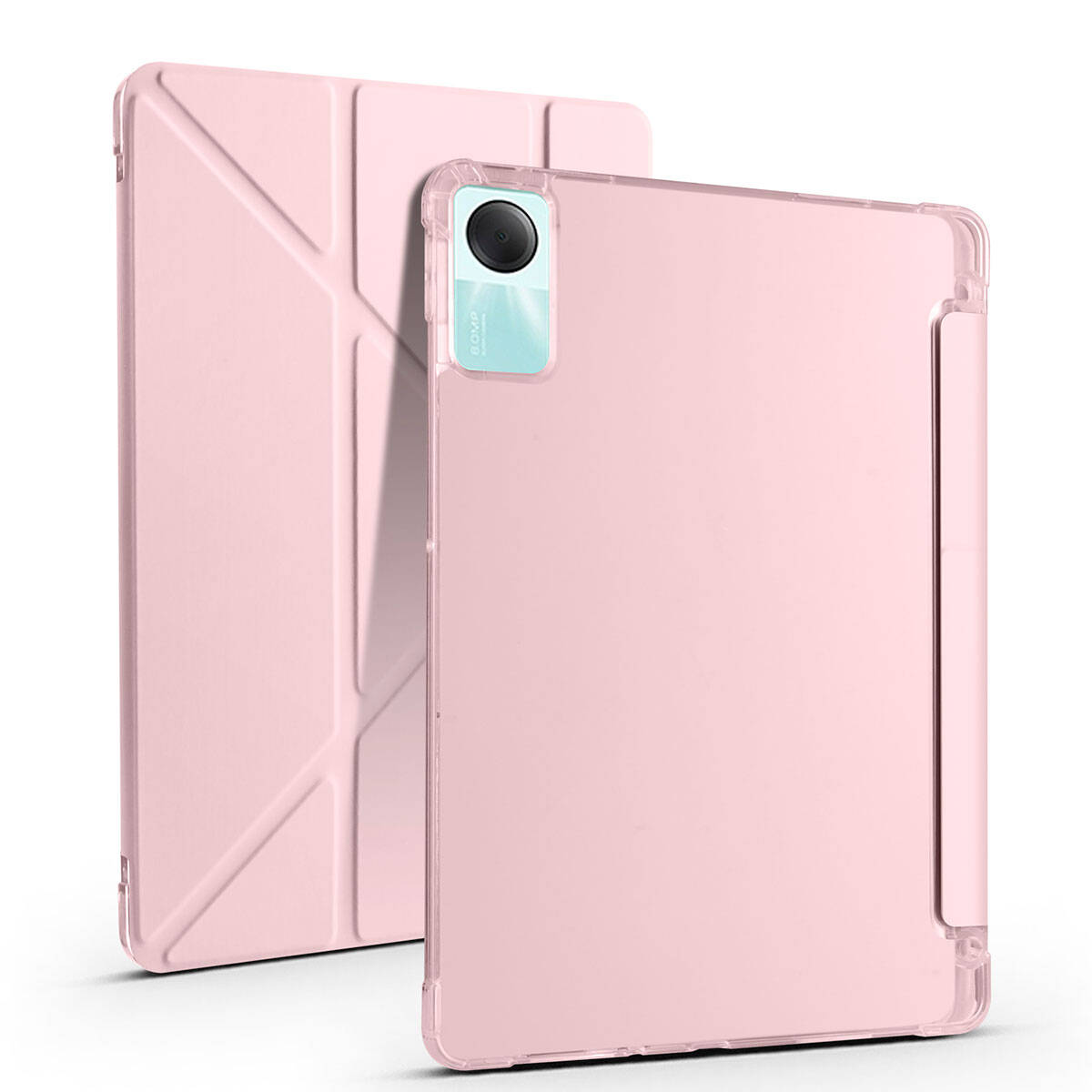 Xiaomi Redmi Pad SE Kılıf Zore Tri Folding Kalem Bölmeli Standlı Kılıf Rose Gold