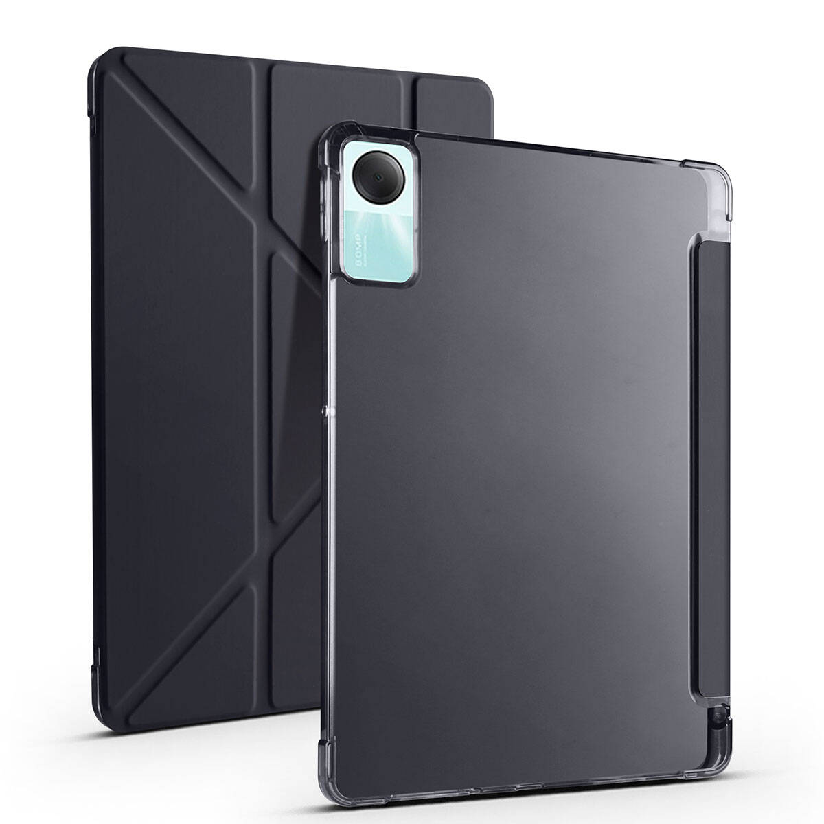 Xiaomi Redmi Pad SE Kılıf Zore Tri Folding Kalem Bölmeli Standlı Kılıf Mavi