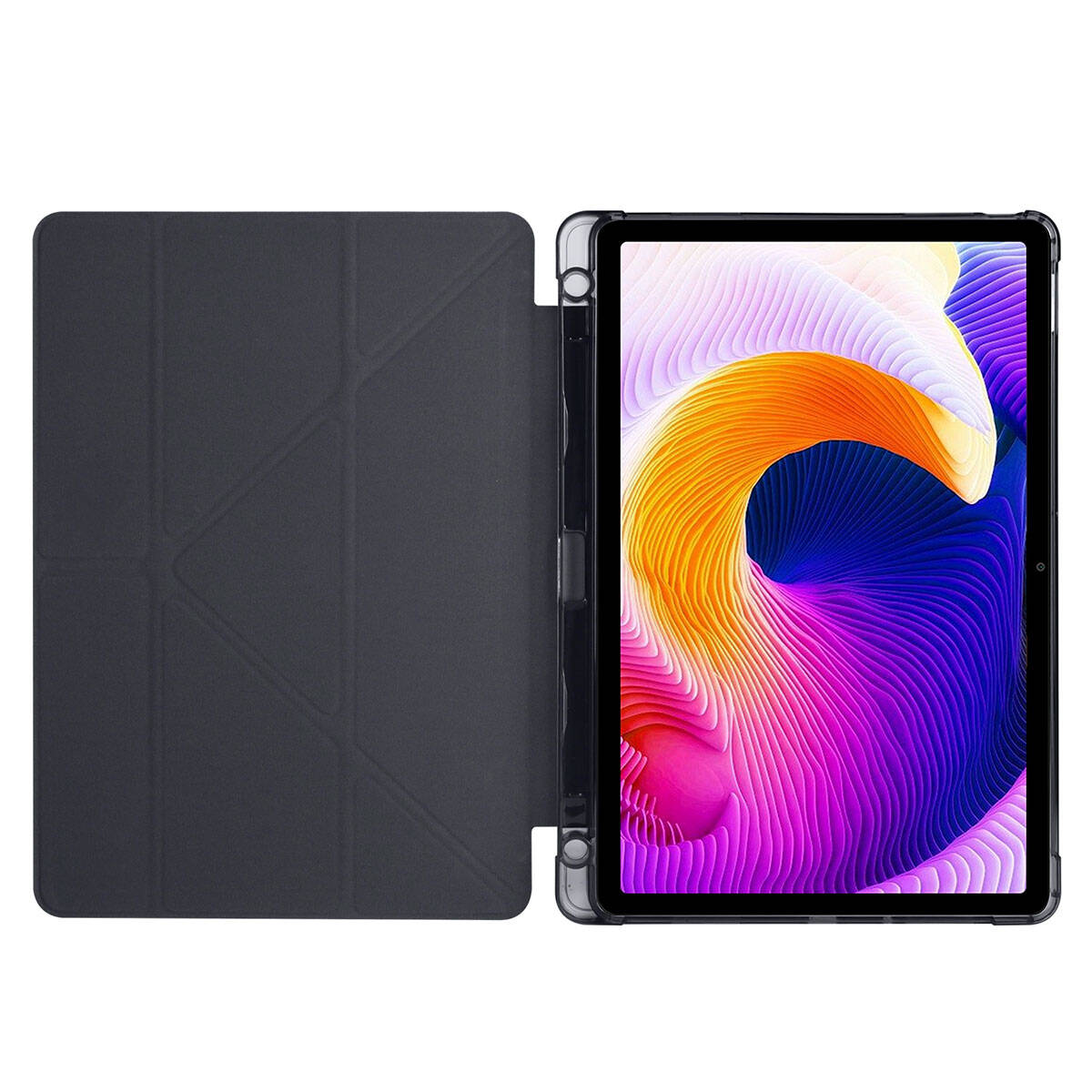 Xiaomi Redmi Pad SE Kılıf Zore Tri Folding Kalem Bölmeli Standlı Kılıf Koyu Yeşil
