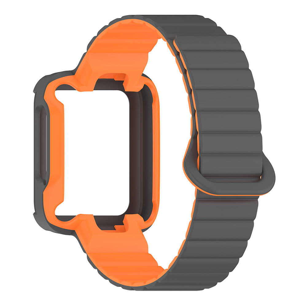 Xiaomi Redmi Watch 1 Silikon Kordon Zore KRD-105 Strap Kayış Koyu Kırmızı-Siyah