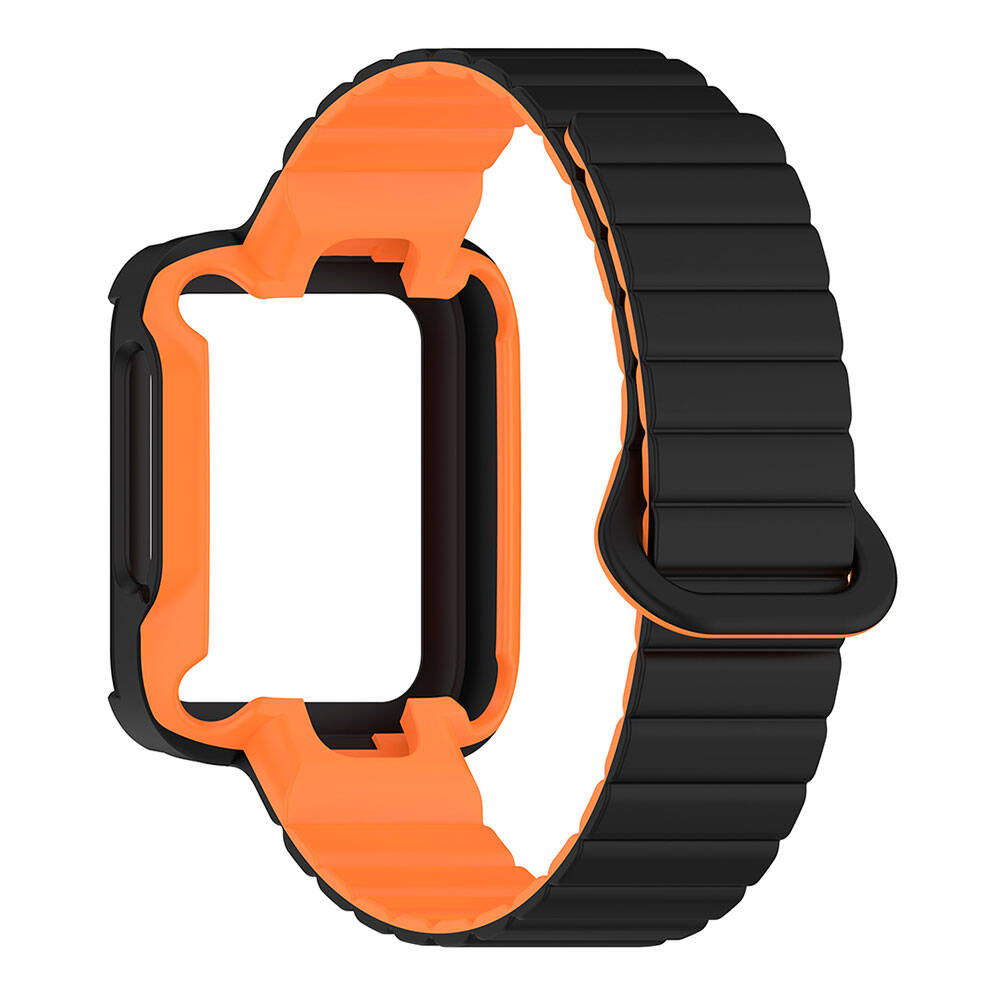 Xiaomi Redmi Watch 2 Silikon Kordon Zore KRD-105 Strap Kayış Siyah-Turuncu