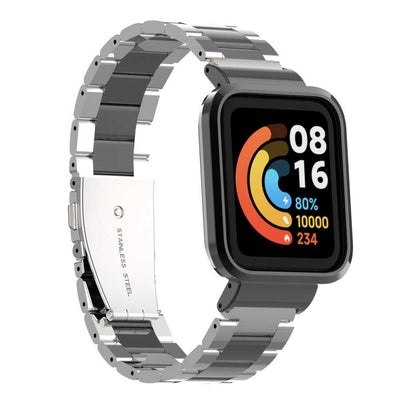 Xiaomi Redmi Watch (Mi Watch Lite) Zore KRD-60 Metal Kordon Gümüş-Siyah