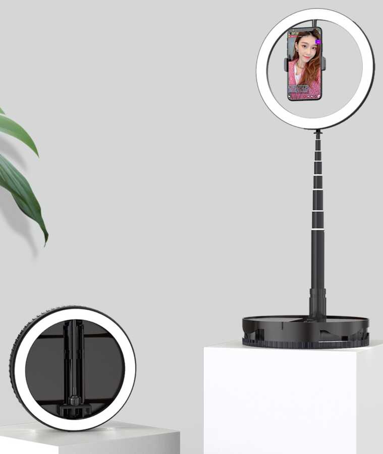 Zore 26 Cm Foldable Işıklı Telefon Tutucu Ring Light Siyah