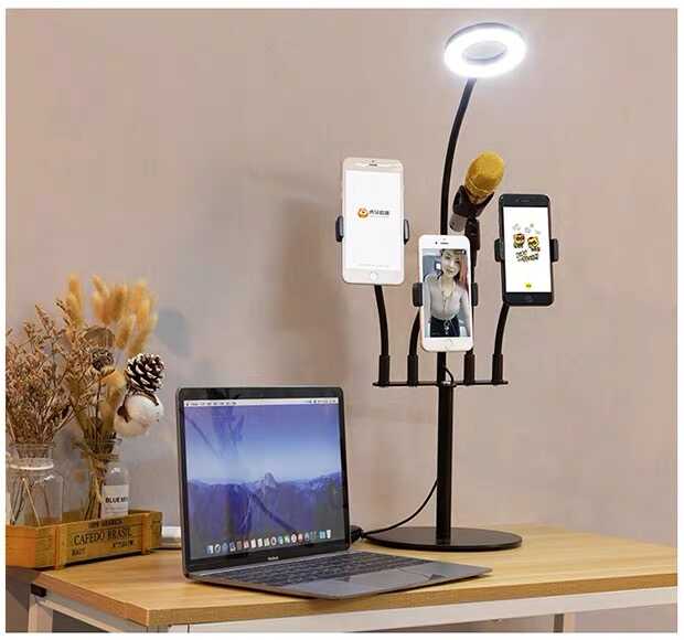 Zore 5 in 1 Işıklı Telefon Tutucu Ring Light Siyah