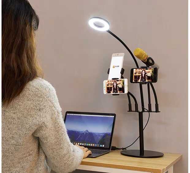 Zore 5 in 1 Işıklı Telefon Tutucu Ring Light Siyah