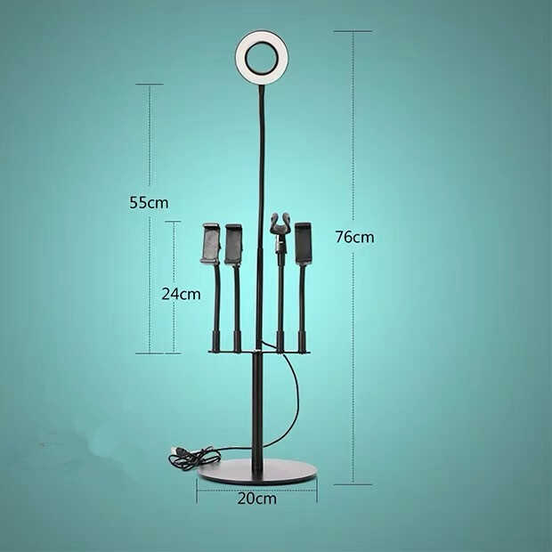 Zore 5 in 1 Işıklı Telefon Tutucu Ring Light Siyah