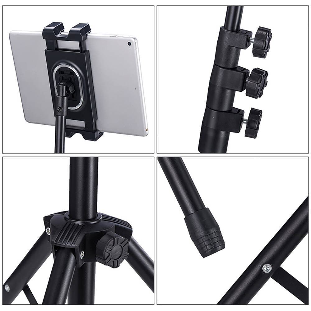 Zore ADV-306 Dört Kademeli Tablet ve Telefon Tutuculu Tripod Siyah