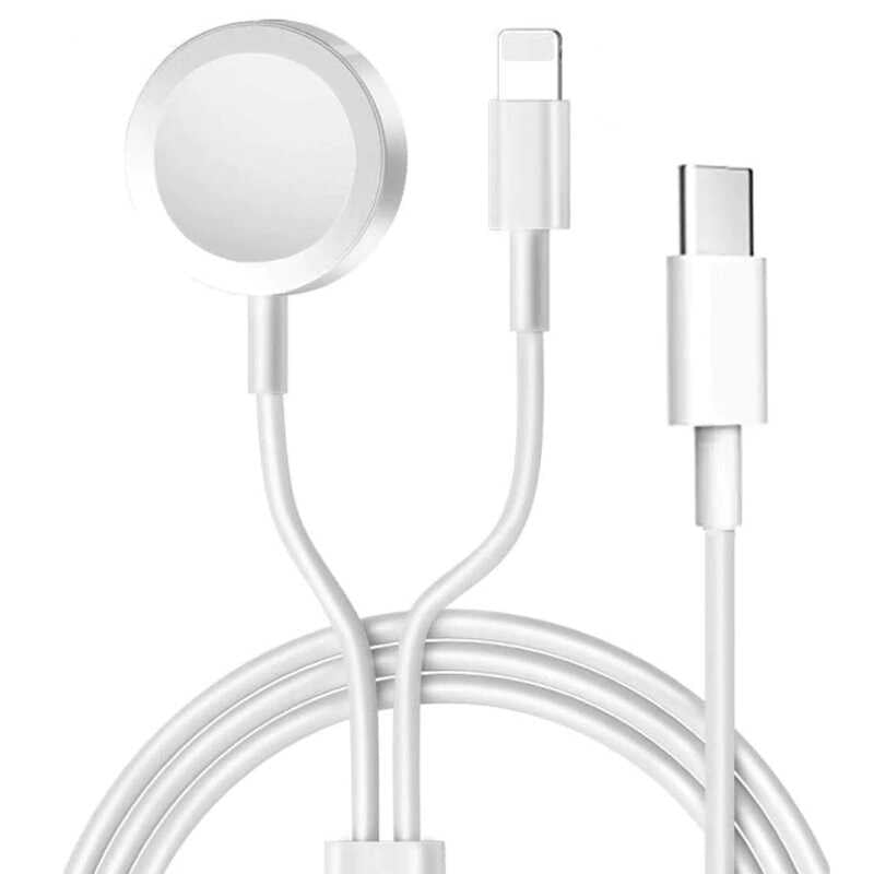 Zore Akıllı Saat Wireless To Lightning Type-C Şarj Kablosu 1.2M Beyaz
