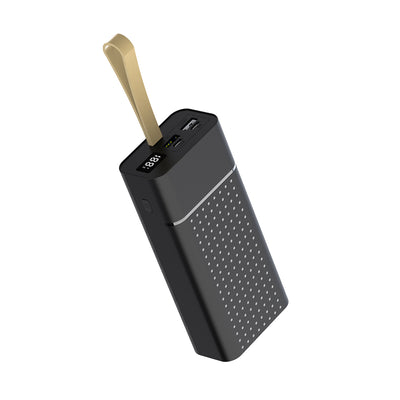 Zore B-33 Hızlı Şarj Özellikli Askılı Led Göstergeli Taşınabilir Powerbank 30000mAh Siyah