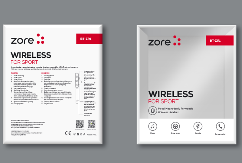 Zore BT-ZR1 Bluetooth Kulaklık Gri