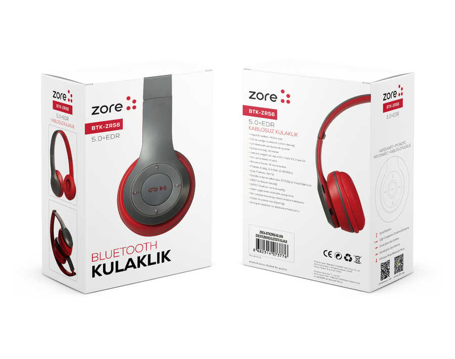 Zore BTK-ZR56 Bluetooth Kulaklık Kırmızı