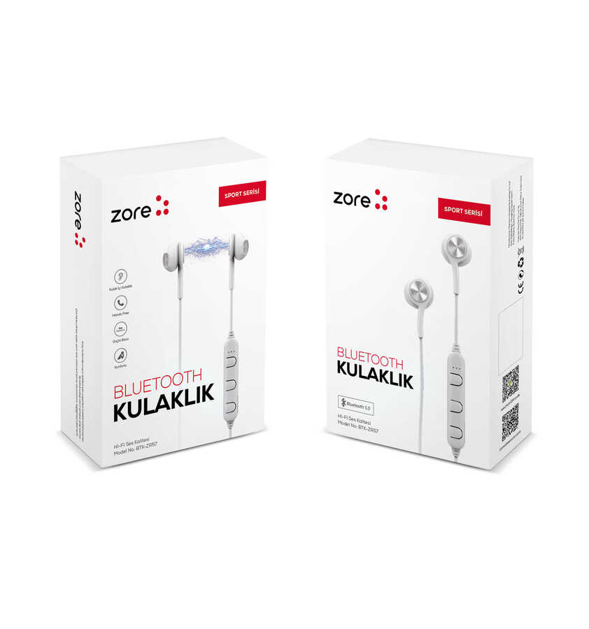 Zore BTK-ZR57 Sport Serisi Bluetooth Kulaklık Beyaz