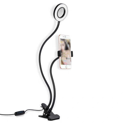 Zore Clip Flash Light Işıklı Telefon Tutucu Ring Light Siyah