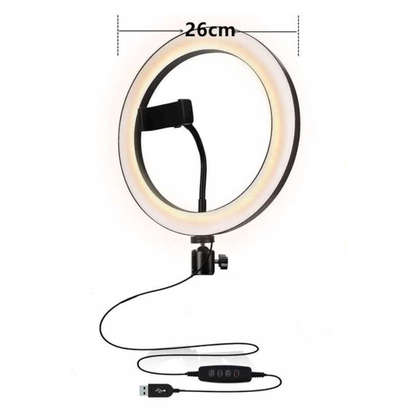 Zore CXB-260 Işıklı Telefon Tutucu Ring Light Siyah