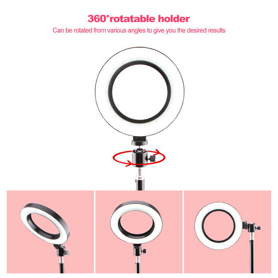 Zore CXB-260 Işıklı Telefon Tutucu Ring Light Siyah