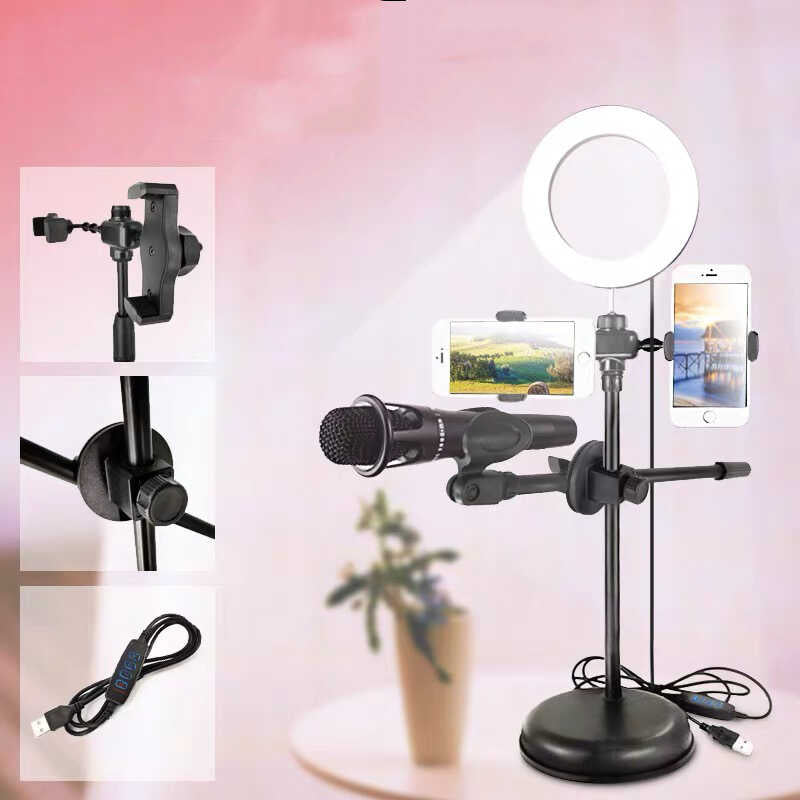 Zore Dual Big Light Işıklı Telefon Tutucu 16 cm Ring Light Siyah