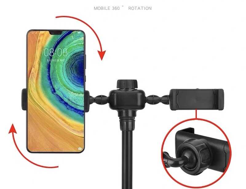 Zore Dual Small Light Işıklı Telefon Tutucu 9cm Ring Light Siyah