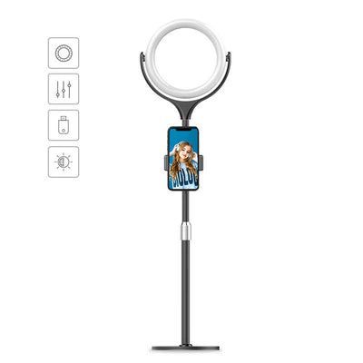 Zore F-537 Işıklı Telefon Tutucu Ring Light Siyah