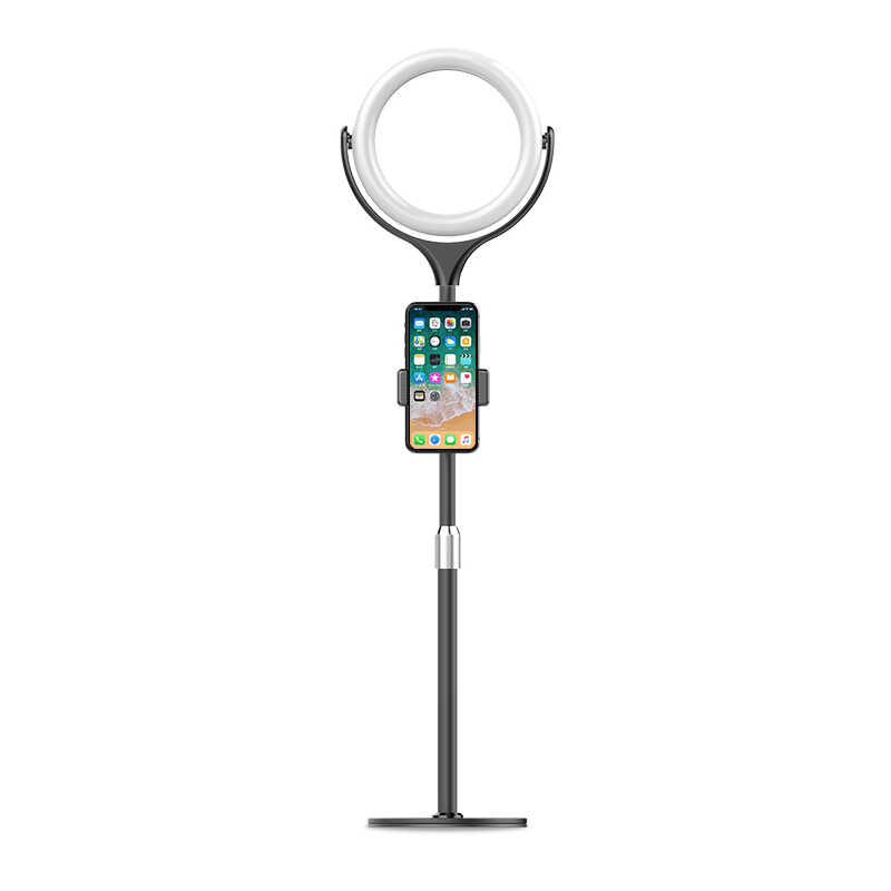 Zore F-537 Işıklı Telefon Tutucu Ring Light Siyah