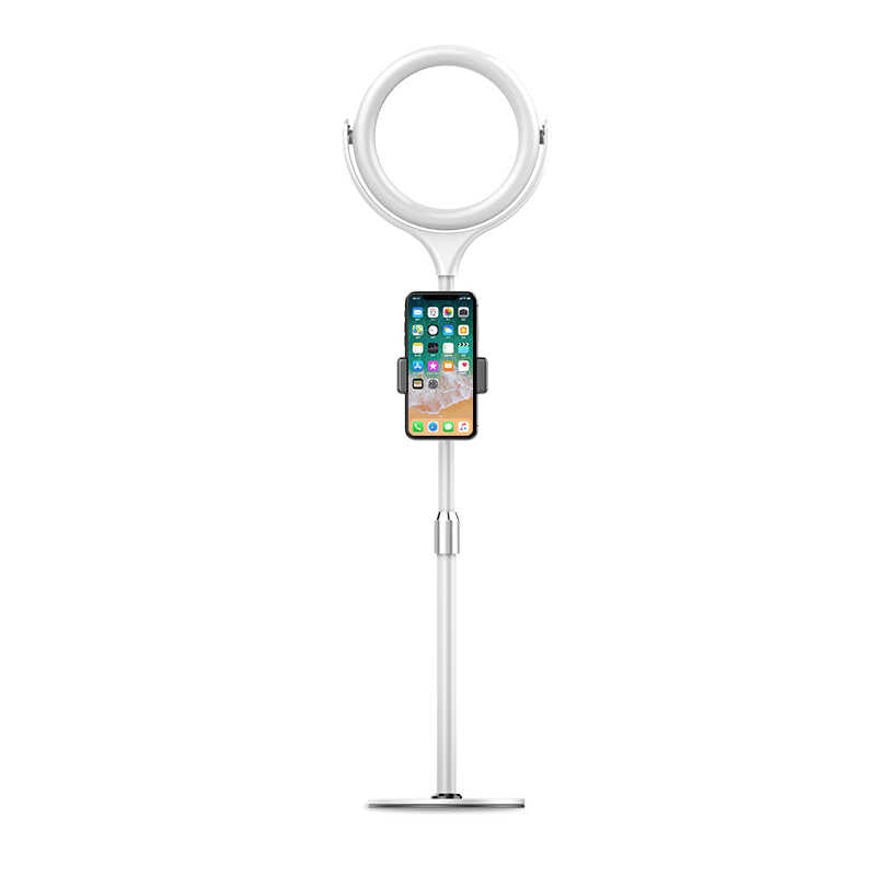 Zore F-537 Işıklı Telefon Tutucu Ring Light Beyaz