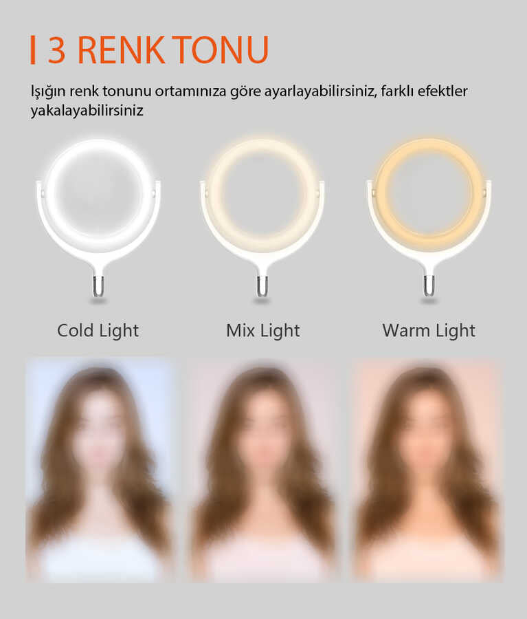 Zore F-539A Işıklı Telefon Tutucu Ring Light Siyah