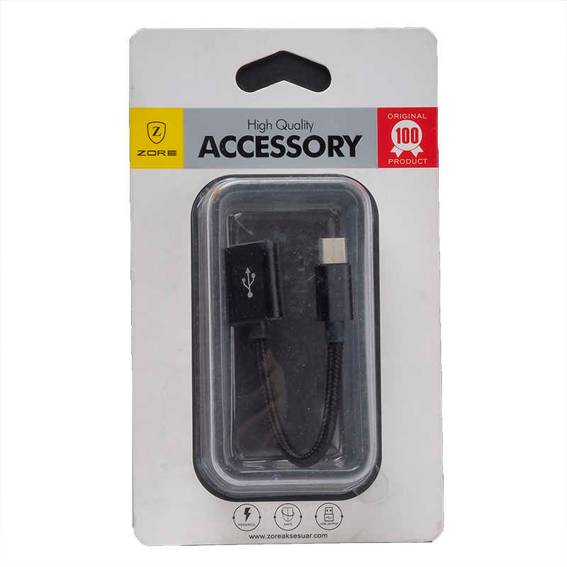 Zore Halat Type-C Otg Kablo Siyah