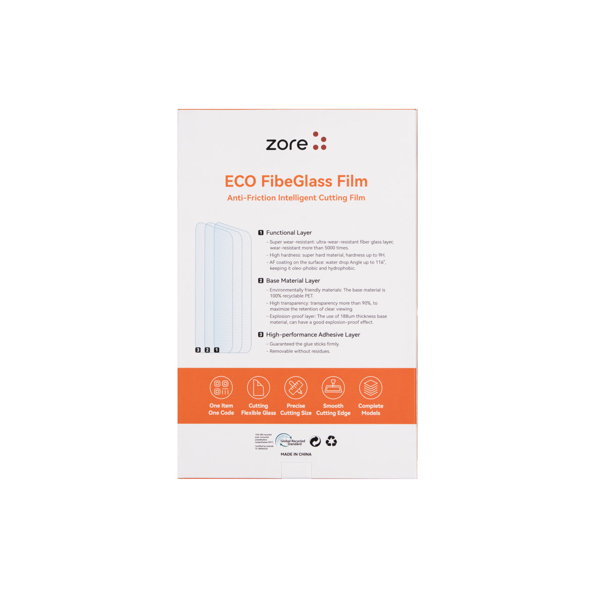 Zore High Wear Resistance 8H Fibe Glass Film 196mm x 125mm 10 Adet Şeffaf