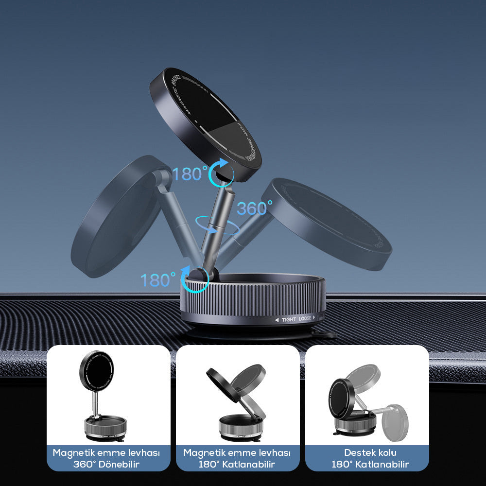Zore K10A Vakum Özellikli Magnetik Telefon Tutucu Siyah