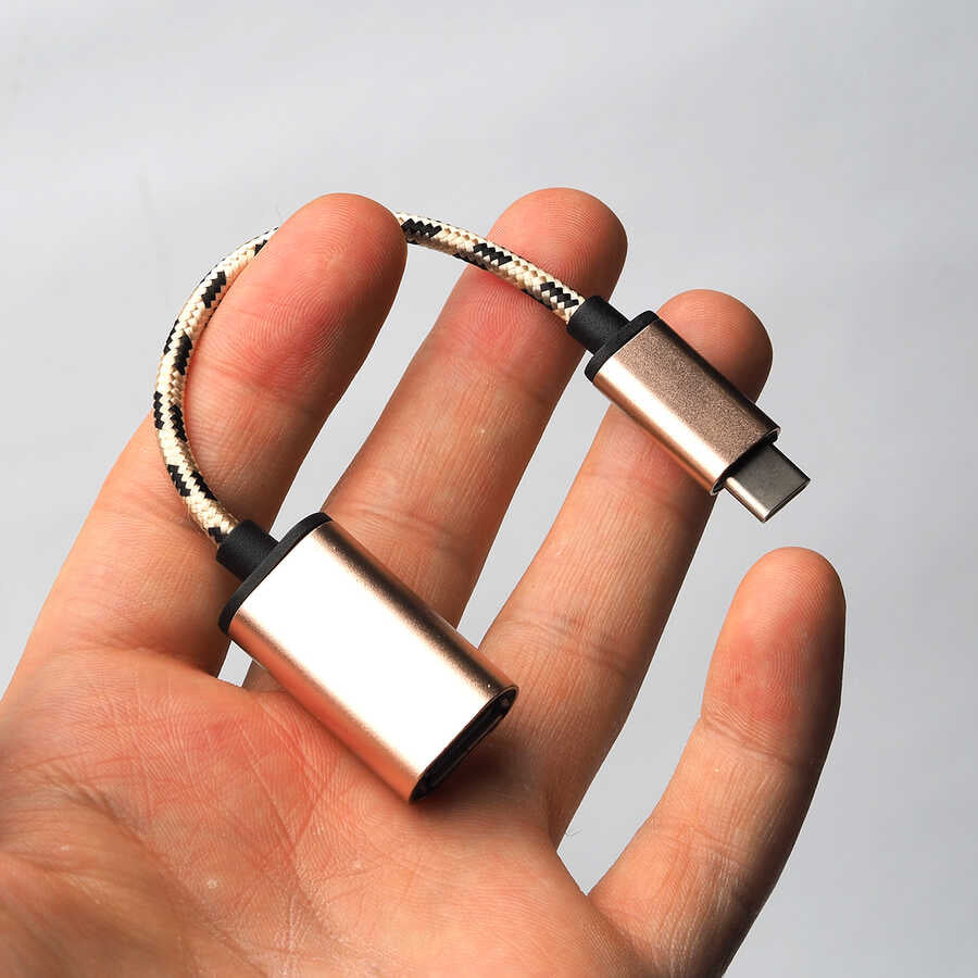 Zore Kablolu Metal Type-C Otg Gold