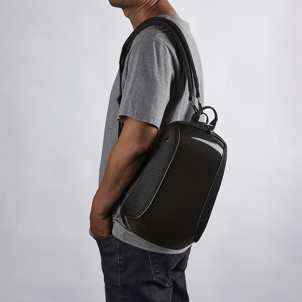 Zore Karbon Fiber Detaylı 5 Bölmeli Çengel Kancalı Spor Sırt Çantası Siyah