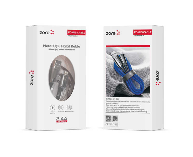 Zore Lightning Focus Usb Kablo Siyah