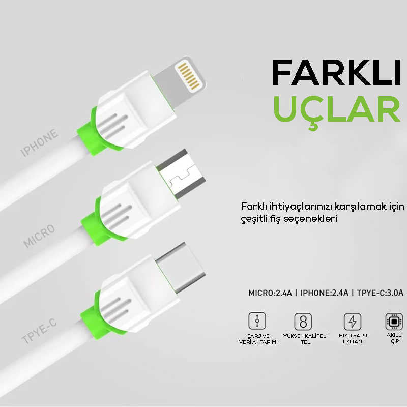 Zore LS32 Type-C Usb Kablo Beyaz
