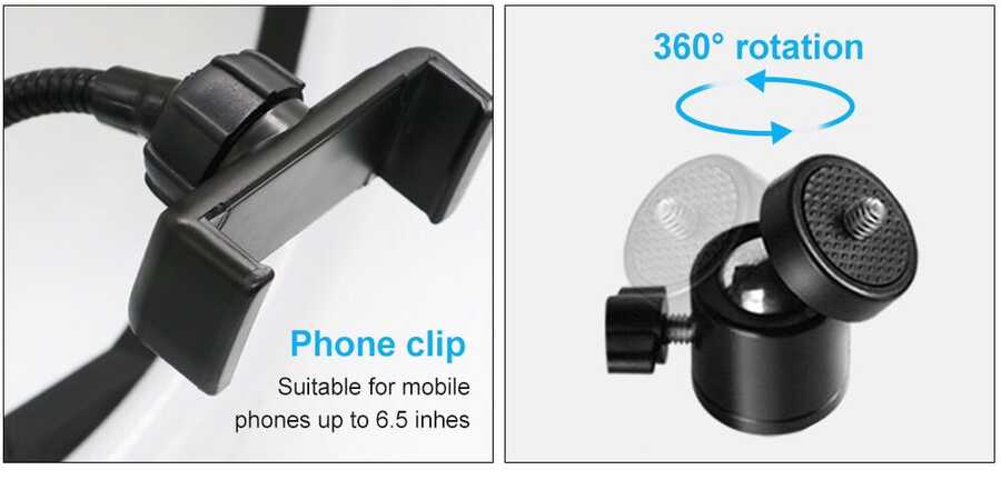 Zore M-26 Işıklı Telefon Tutucu Ring Light Siyah