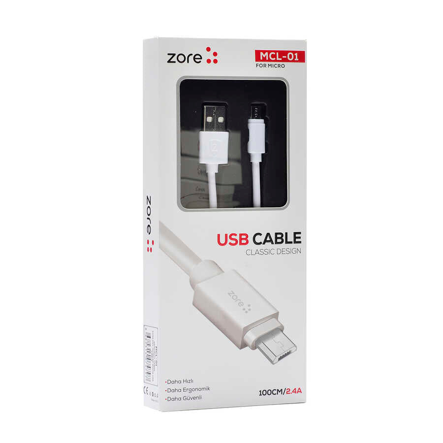 Zore MCL-01 Micro Usb Kablo Beyaz