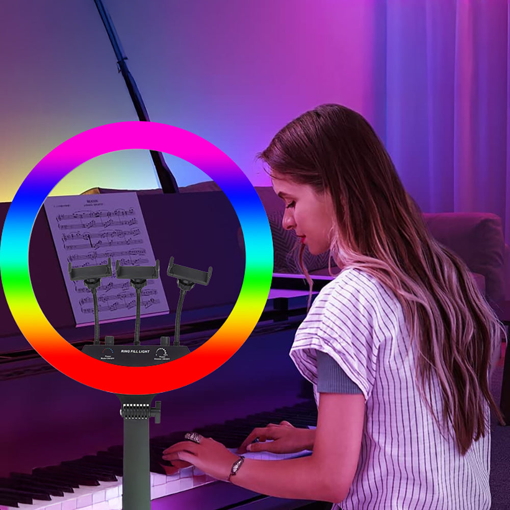 Zore MJ-56 Uzaktan Kumandalı 21 inç Işıklı Telefon Tutucu Ring Light Siyah