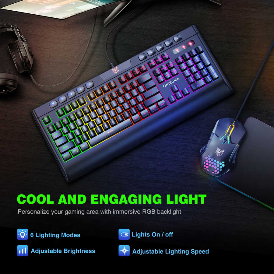 Zore Onikuma G21 RGB Oyuncu Klavye Mouse Seti Siyah