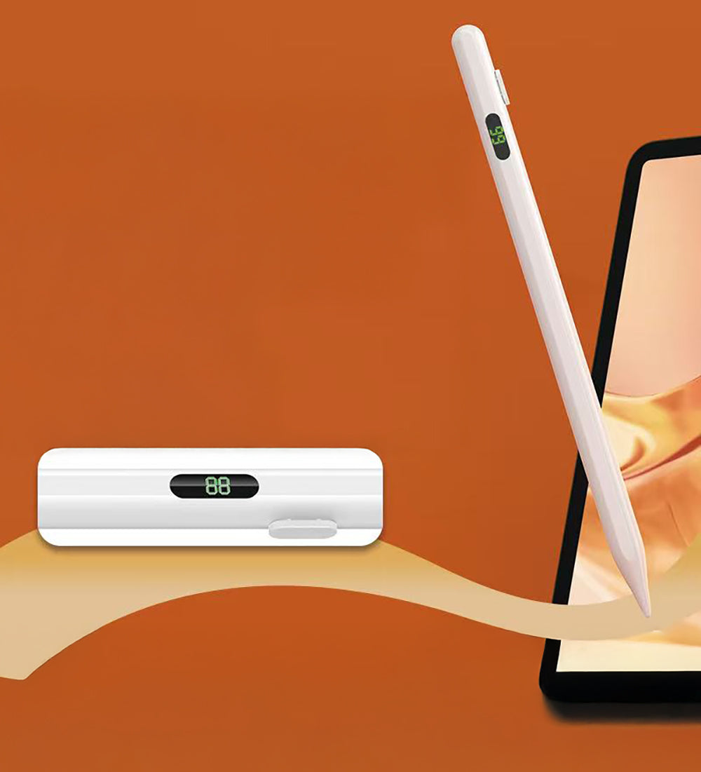 Zore Pencil 18 Stylus Universal Dijital Led Göstergeli Dokunmatik Tablet Kalemi Beyaz