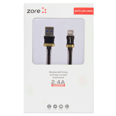 Zore Poro Lightning Usb Kablo 1M Siyah
