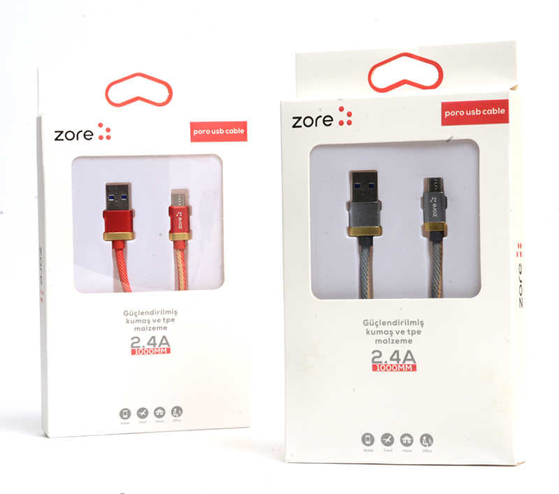 Zore Poro Micro Usb Kablo 1M Gold-Kırmızı